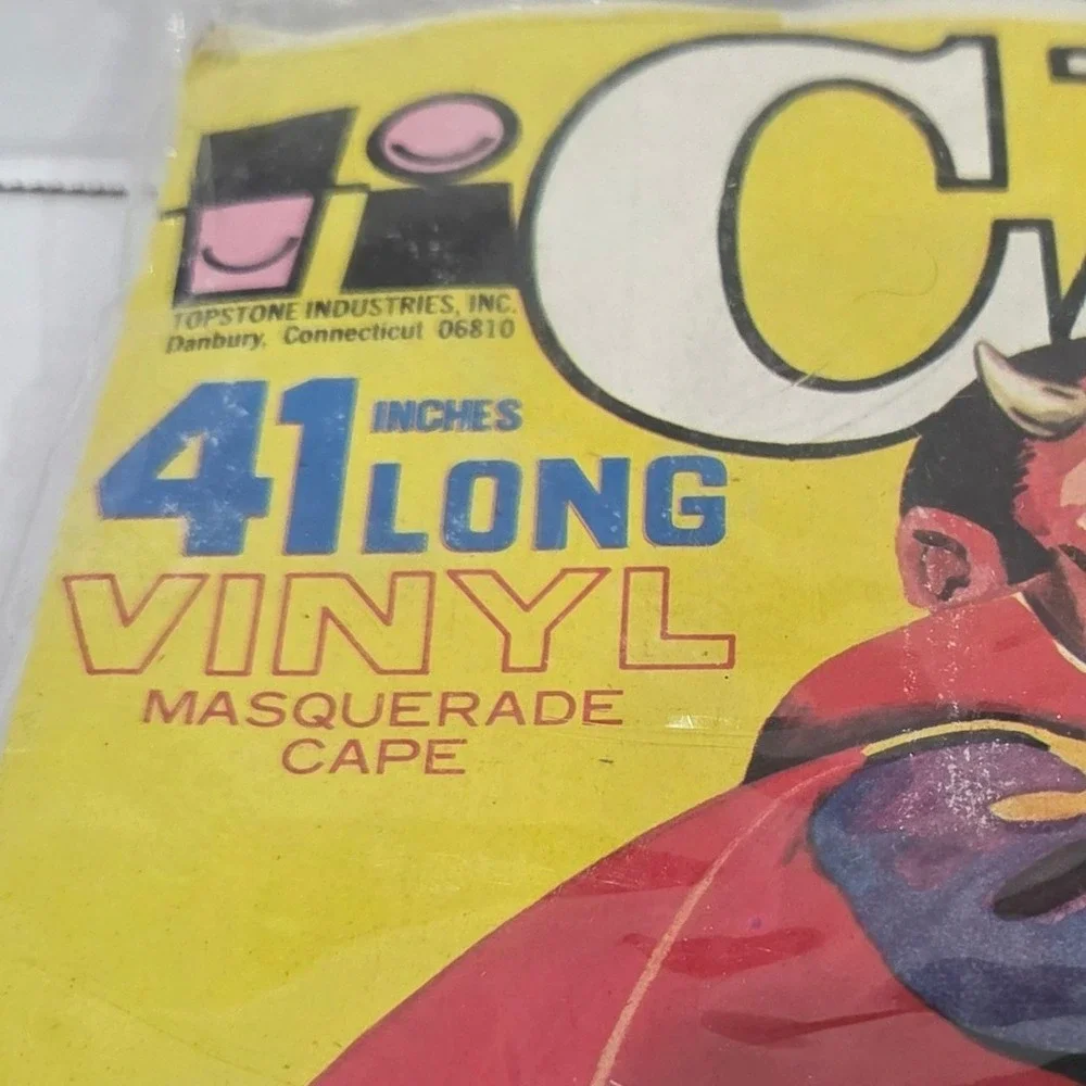 Vintage Topstone Industries Red Vinyl Masquerade Cape 41 Inch Stand-Up Collar OS